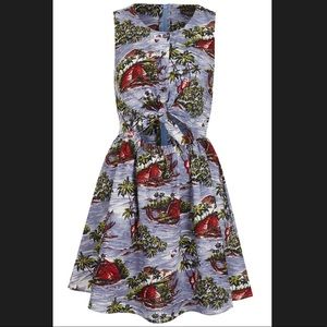 TOPSHOP Hawaiian Boat Print Dress With Tie Front
